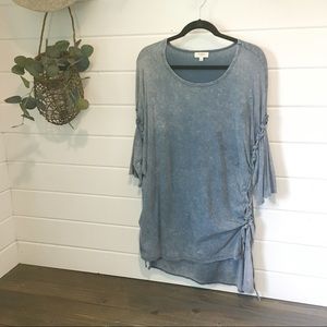 Acid Wash Lace-up Side Tunic